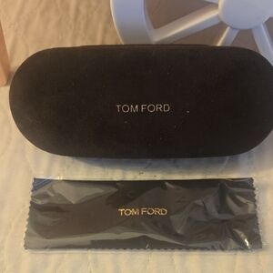 Tom Ford Dark Brown Suede Empty Eyeglass Case with Cloth New No Tag